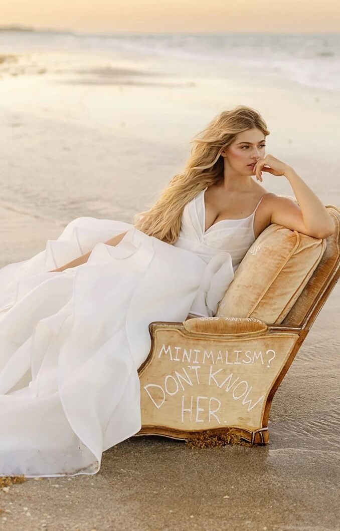 Model wearing a gown by Hayley Paige